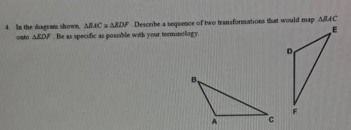 PLZ ANSWER IF U KNOW THE ANSWER!

SHOW YOUR WORK!In the diagram shown, ∆BAC≈∆EDF. Determine a sequ