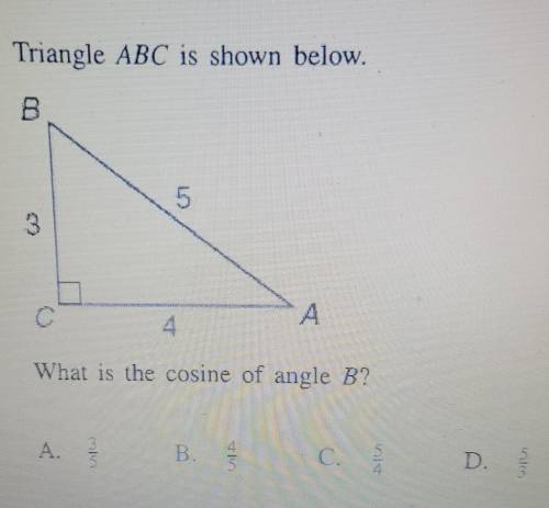 What is the cosine of angle B?