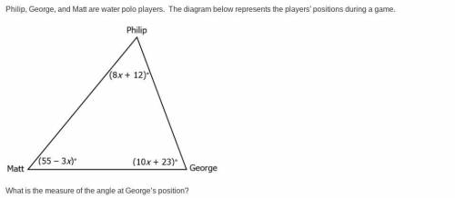 Philip, George, and Matt are water polo players. The diagram below represents the players’ position