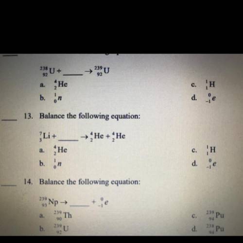 Balance the following equations #13 and 14
