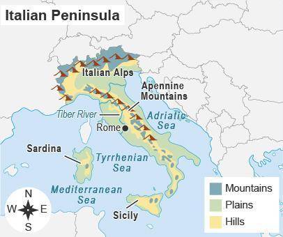 What geographic feature on the map helped Rome trade with surrounding areas?

the Adriatic Sea
the