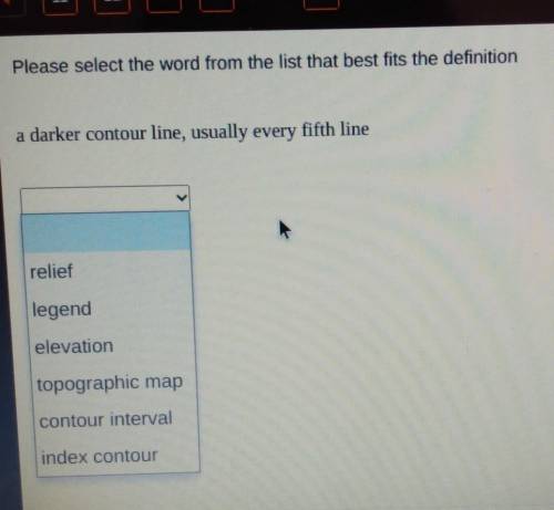 Please select the word from the list that best fits the definition a darker contour line, usually e