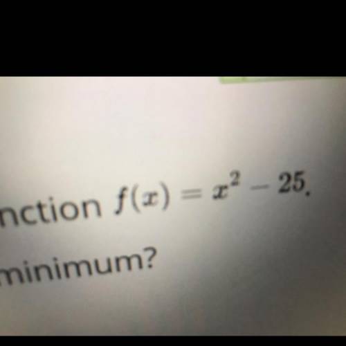 On f(x) = x2 – 25
What is the parola maximum or minimum