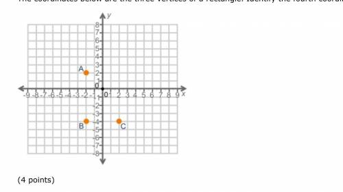 The coordinates below are the three vertices of a rectangle. Identify the fourth coordinate and the