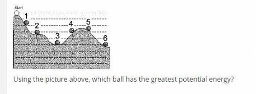 Using the picture above, which ball has the greatest potential energy?