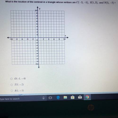 TEST PLEASE HELP
A. O(-1,-4)
B. T(3,-2)
C. R(-1,-3)
D. D(-1,-3)