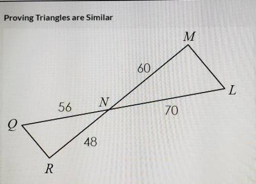 If the triangles are similar complete the similarity statement. if they are not similar select non