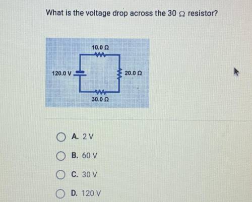 What is the voltage drop across the 30 ohm resistor?