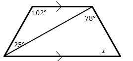 Examine the diagram below. Write and solve an equation to calculate the value of x.