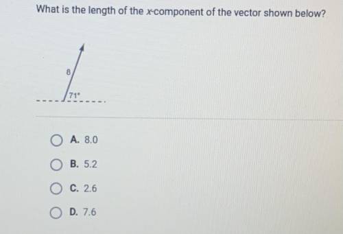 Please Help! What is the length of the x-component of the vector shown below?