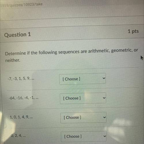 Determine if the following sequence are arithmetic, geometric, or neither.