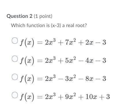 Which function is (x-3) a real root?