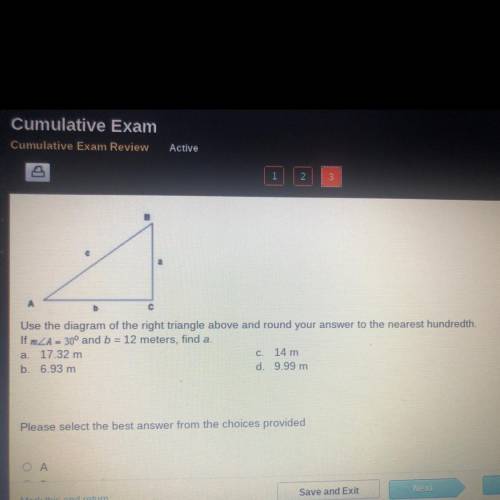 need help! use the diagram of the right triangle above and round your answer to the nearest hundred