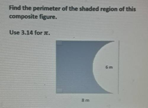 Find the perimeter of the shaded region of this composite figure.