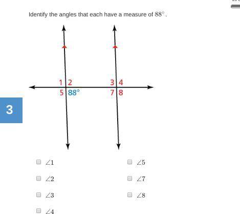 Identify the angles that each have a measure of 88