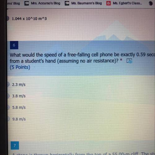 What would the speed of a free-falling cell phone be exactly 0.59 seconds after it is dropped

fro