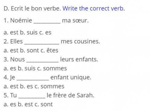 Write the correct french verbs