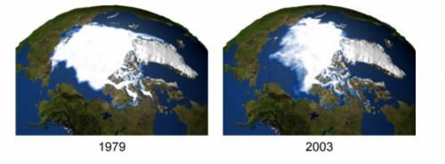 PLEASE HELP, WILL GIVE POINTS AND
The pictures show the Arctic ice cap in 1979 and 20