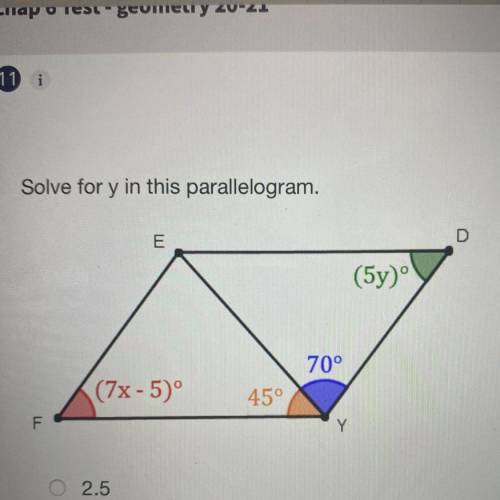 Solve for y In this parallelogram.