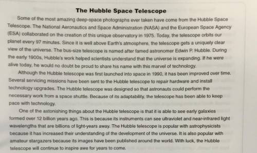 Which information from the passage is the most important for understanding how the Hubble telescope