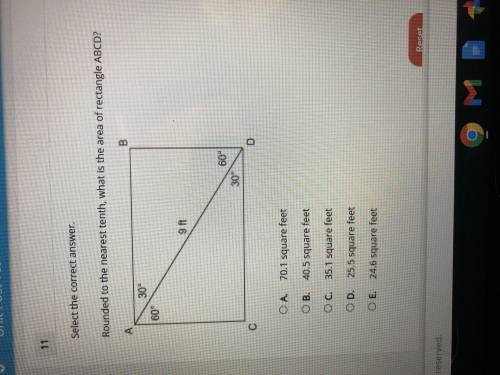 Rounded to the nearest tenth, what is the area of the rectangle ABCD?