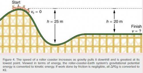 The total mass of the roller coaster cart is 1,249 kg. What is its gravitational potential energy r