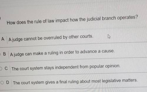 How does the rule of law impact how the judicial branch operates?