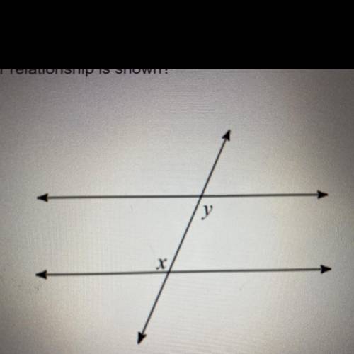 What angle pair relationship is shown?

A Alternate Interior
B. Alternate Exterior
C. Correspondin