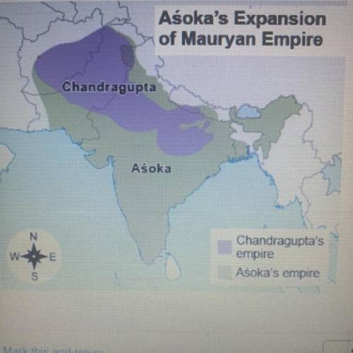 PLEASE HELP Based on the map, which statement about the

expansion of the Mauryan
Empire is accura
