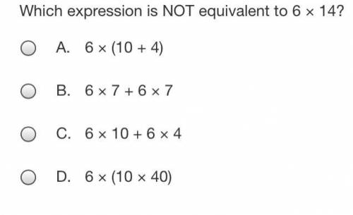 Which expression is NOT equivalent to 6 × 14?