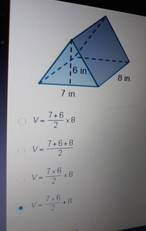 WILL MARK BRAINLIESTWhich equation can be used to find the volume of this solid?
