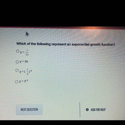 Which of the following represent an exponential growth function?
