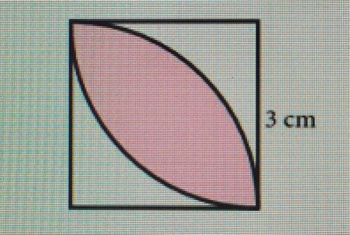 The square has sides of length 3 cm and the arcs

have centres at the corners. Find the shaded are
