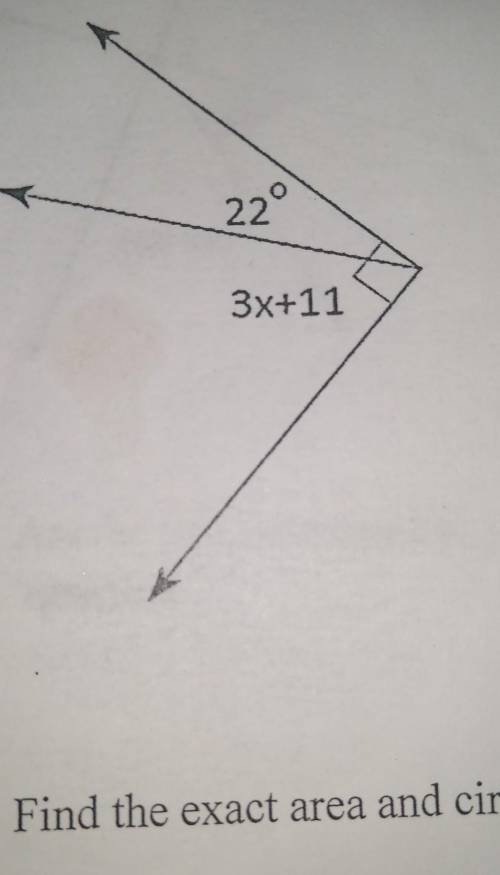 513-15) 2. Solve for x in the figure below. Show your work. Cou 22° 3x+11
