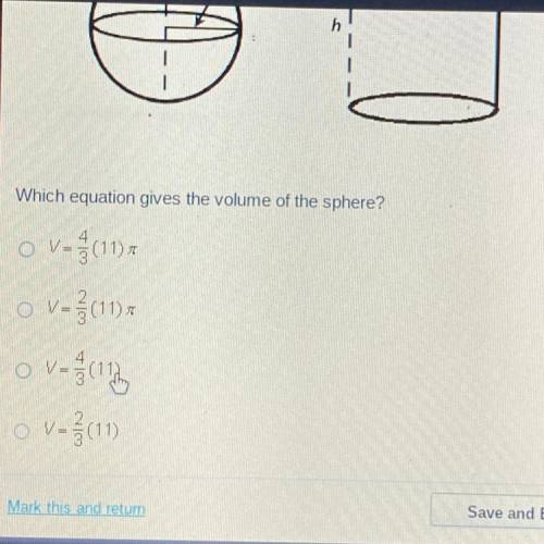 Please help..

A sphere and a cylinder have the same radius and height. The volume of the cylinder