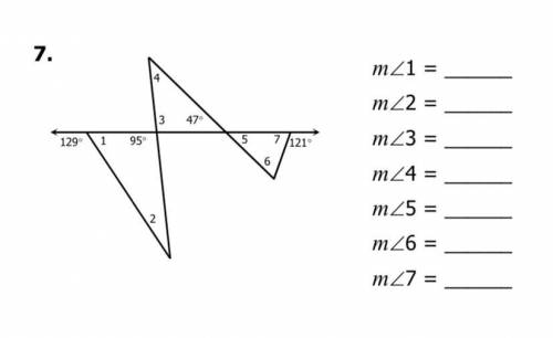 What are the measurements for angles 1-7?