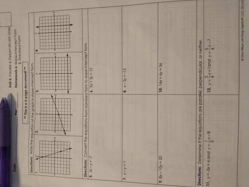Unit 3 homework 6 slope intercept form and standard form