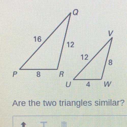 Are the two triangles similar? Show the calculations