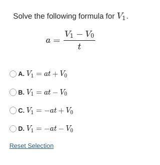 Solve the following formula for V1.