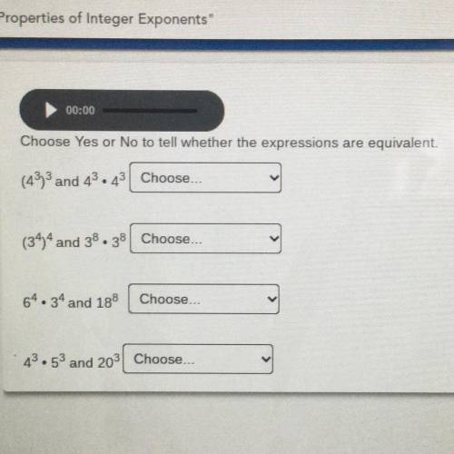 Choose Yes or No to tell whether the expressions are equivalent.