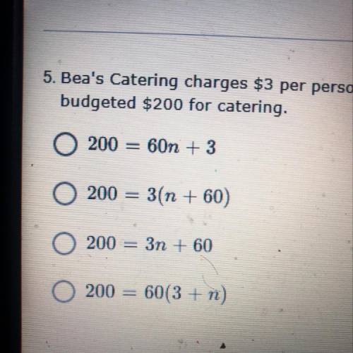 Beas catering charges $3 per person and a $60 clean-up fee to cater banquets. Write an equation to