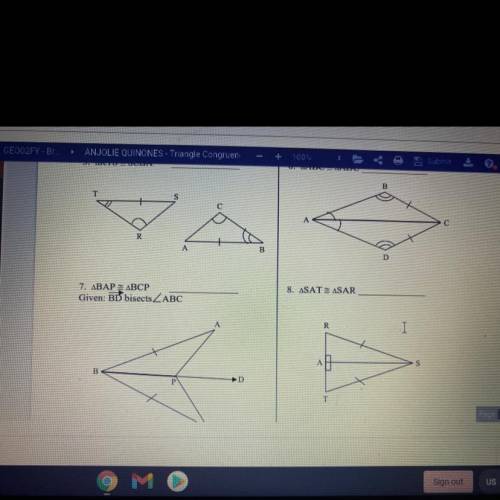 Triangle Congruence Worksheet #2

For each pair of triangles, tell which postulate, if any, can be