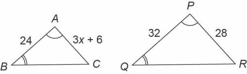 Use the following image to answer the questions.

(a) How are the triangles similar? Justify your