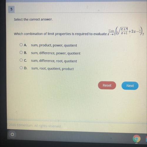 Urgent!!! Will mark brainliest if it is correct! Which combination of limit properties is required