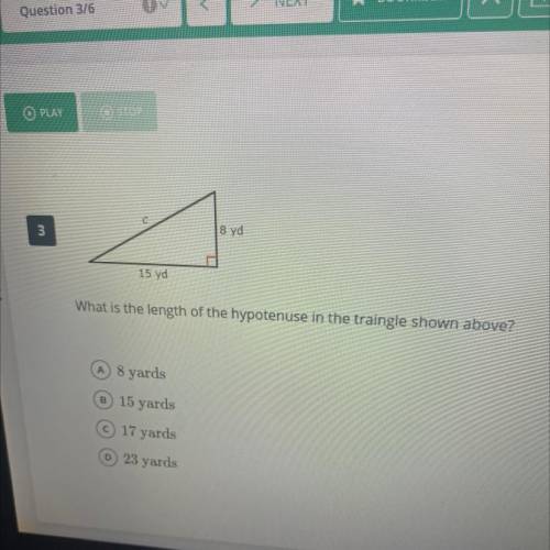 What is the length of the hypotenuse in the triangle shown above?