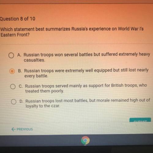 Which statement best summarizes Russia's experience on world war 1s eastern front
