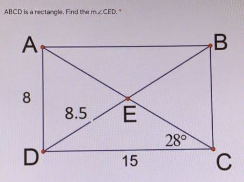 ABCD is a rectangle. Find the mCED