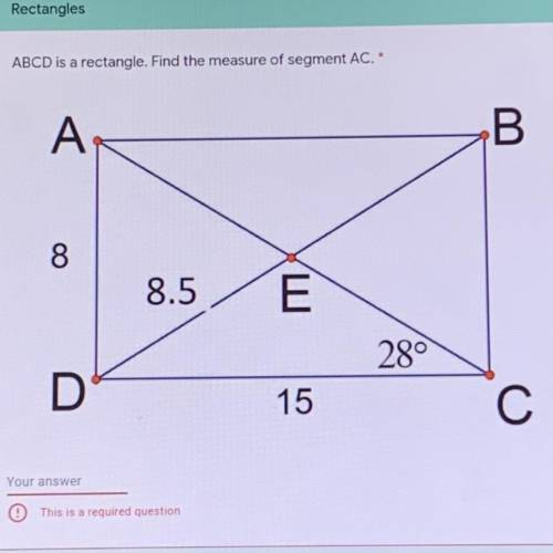 ABCD is a rectangle find the measure of segment AC