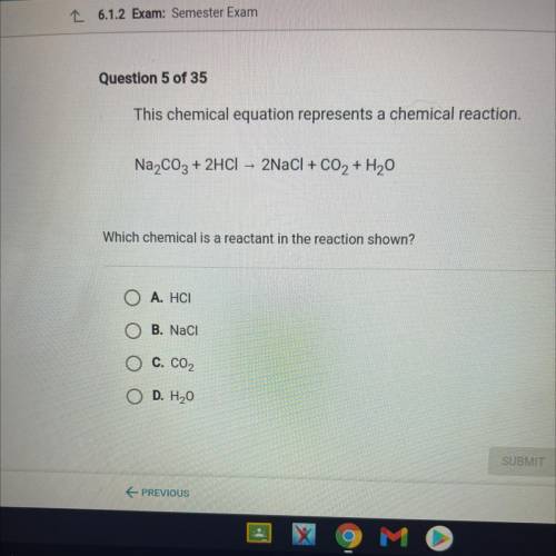 This chemical equation represents a chemical reaction.

Na2CO3 + 2HCl - 2NaCl + CO2 + H20
Which ch
