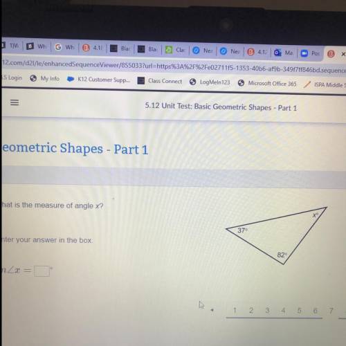 What is the measure of angle x?
37
Enter your answer in the box
82
m3 =